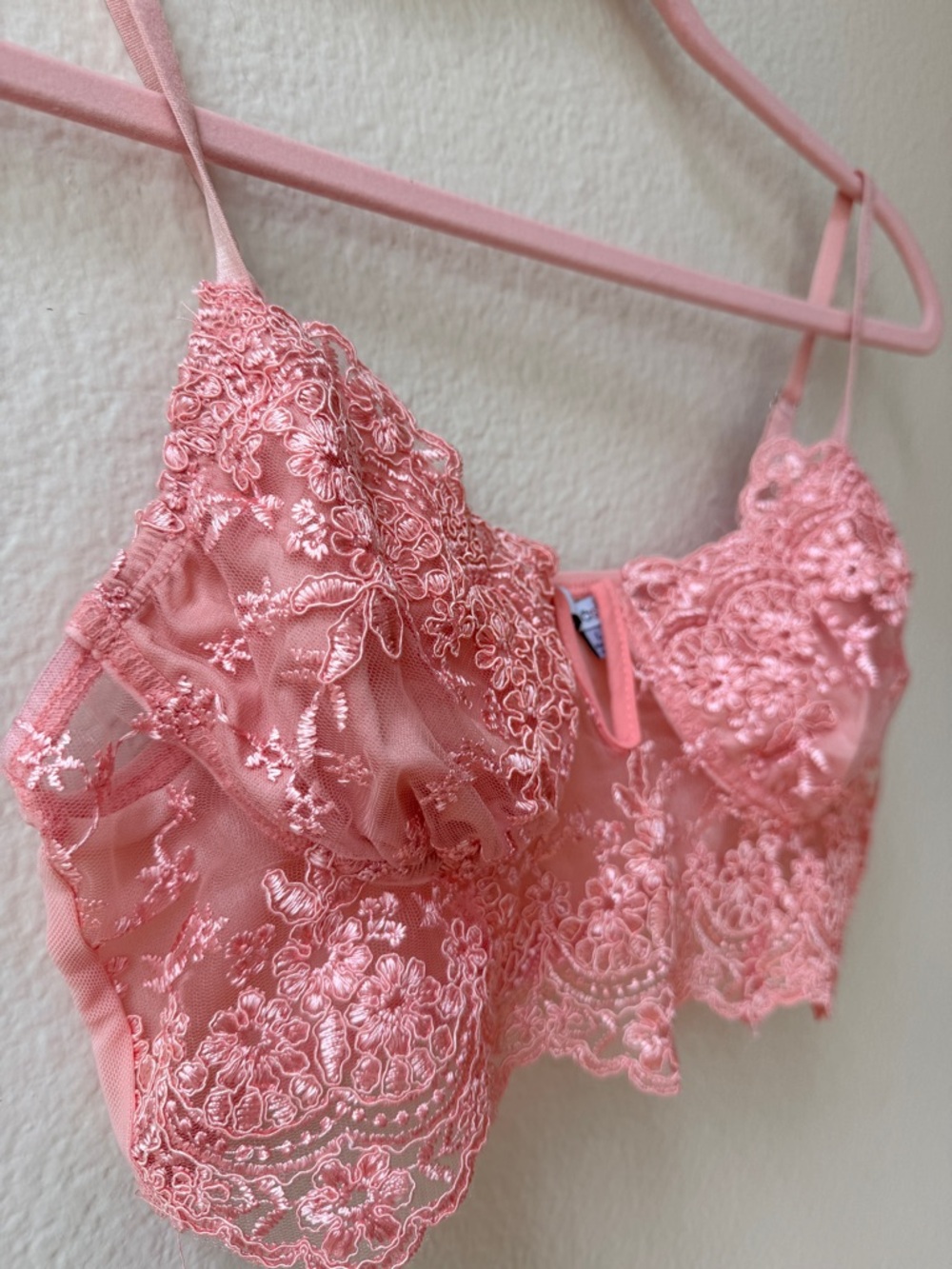Blashe Pink Lace Bustier Crop Top Fairy Coquette Soft Girl Lingerie Romantic L - Picture 4 of 8